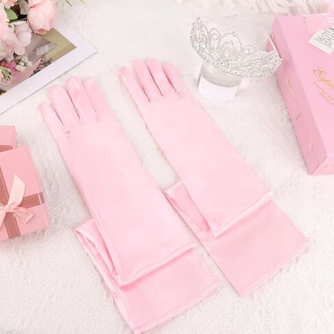 Semato Princess Crown with Pink Satin Gloves Halloween Cosplay Tiara Witch Costume Crown and Gloves for Adult Party Birthday Gifts in Saudi Arabia