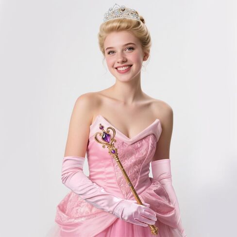 Semato Princess Crown with Pink Satin Gloves Halloween Cosplay Tiara Witch Costume Crown and Gloves for Adult Party Birthday Gifts in Saudi Arabia
