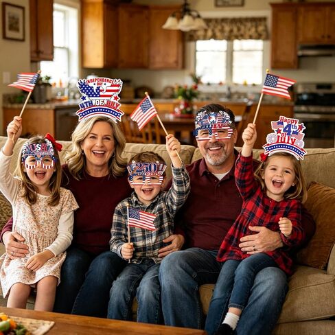 250th Anniversary Party Decorations,4th of July Party Supplies,12Pcs Headband and Glasses for Kids Adults 250th USA Independence Day Parade Patriotic Photo Booth Props in Kuwait