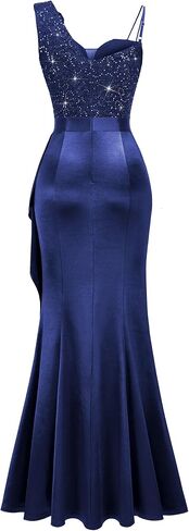 Miusol Women's Vintage V-Neck Ruched Sequined Split Spaghetti Straps Wedding Guest Long Dress in Kuwait