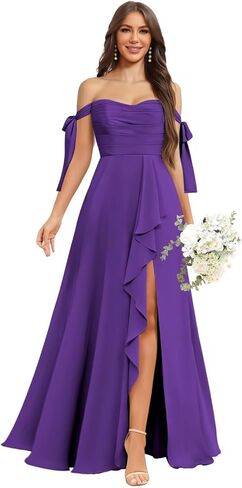 Chiffon Bridesmaid Dresses for Women Long Off the Shoulder Corset Formal Dress for Wedding in Saudi Arabia