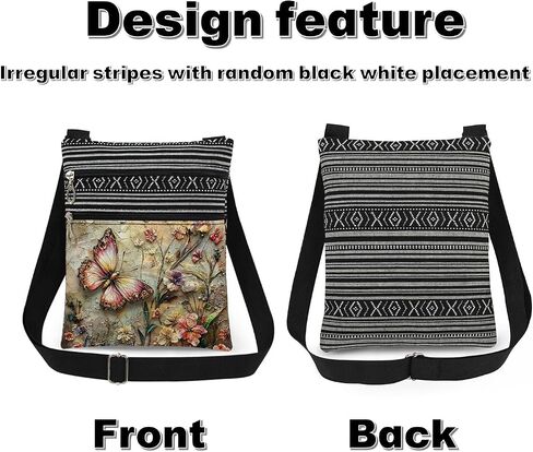 Pink Butterfly Floral Print Crossbody Bag Adult Messenger Bag Daily Use Purse Outdoor Travel Wallet Christmas Birthday Present for Butterfly Lover in Saudi Arabia