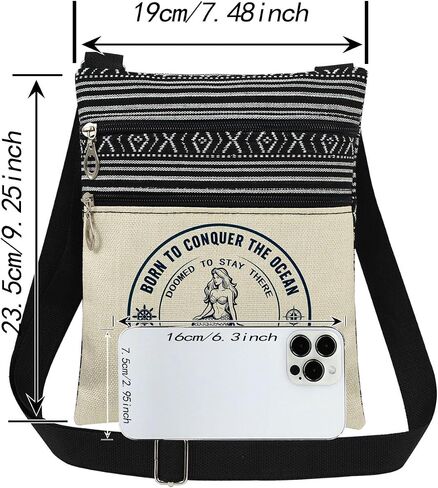 Vintage ESTD 1991 Mermaid Crossbody Bag Born to Conquer The Ocean Nautical Motto with Ship Wheel Adjustable Strap Messenger Bag Purse Sailors Gift Ocean Explorers Christmas Birthday Present in Saudi Arabia