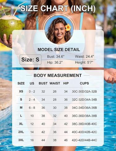 Blooming Jelly Womens High Waisted Bikini Sets Tummy Control Swimsuit Ribbed U-Wire Two Piece Color Block Bathing Suit(S,Brown) in Kuwait