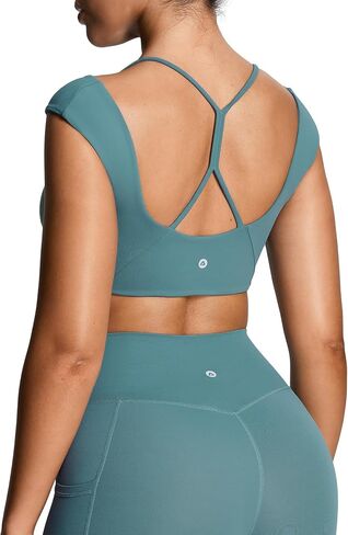 Aoxjox Women's Workout Sports Bras Luxeyoga™ Fitness Scrunch Bra Yoga Crop Tank in Kuwait