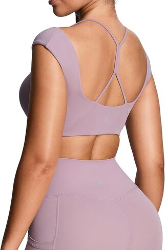 Aoxjox Women's Workout Sports Bras Luxeyoga™ Fitness Scrunch Bra Yoga Crop Tank in Kuwait