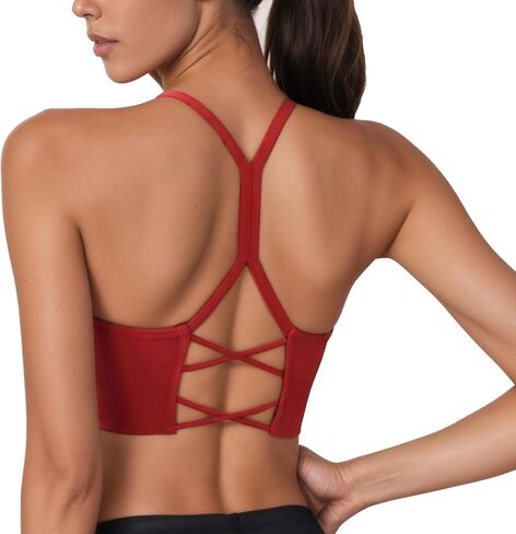 Y Back Sports Bra for Women Padded Seamless Medium Impact Strappy Cross Back Workout Yoga Top for Athletic Gym Pilates in Saudi Arabia