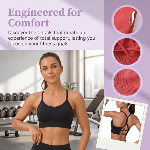 Y Back Sports Bra for Women Padded Seamless Medium Impact Strappy Cross Back Workout Yoga Top for Athletic Gym Pilates in Kuwait