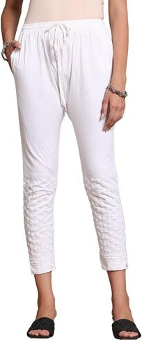 Chikankari Handwork Stretchable Lycra Pant Crafted from Pure Cotton Lycra Fabric Perfect for Casual and Festive Wear in Saudi Arabia