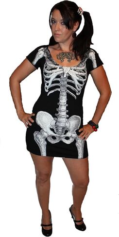 فستان نسائي ذو هيكل عظمي أبيض اللون من Krepsville Gothic Horror Fashion in Kuwait