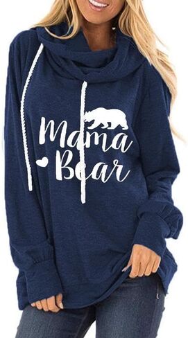 Womens Hoodies Mama Bear Shirt Casual Long Sleeve Tops Sweatshirts with Pockets in Kuwait