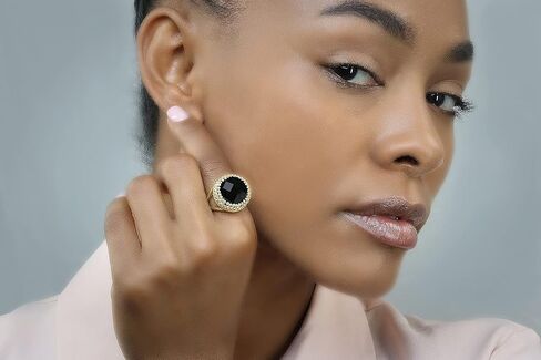 Striking Black Onyx Ring with 14k Gold-filled Ring Band - Handcrafted Black Onyx Rings for Women - Sizes 3-12.5 - Onyx Jewelry for Any Occasion - Handmade Jewelry in Saudi Arabia