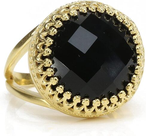 Striking Black Onyx Ring with 14k Gold-filled Ring Band - Handcrafted Black Onyx Rings for Women - Sizes 3-12.5 - Onyx Jewelry for Any Occasion - Handmade Jewelry in Saudi Arabia