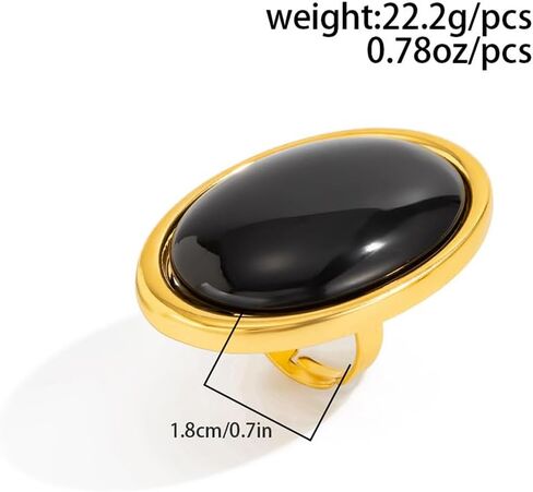 Chunky Oval Stone Statement Ring for Women Gold Tone Red Black Resin Bold Band Cocktail Ring for Daily Wear Party Date Night in Saudi Arabia