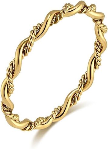 Twist Ring Stainless Steel Dainty Thin Stackable Thumb Pinky Knuckle Finger Rings for Women Size 6-10 in Saudi Arabia