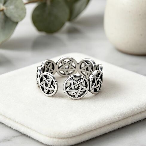Fashion Pentagram Open Band Rings for Women Men Daily Casual Party Wide Rings Jewelry Gifts in Kuwait