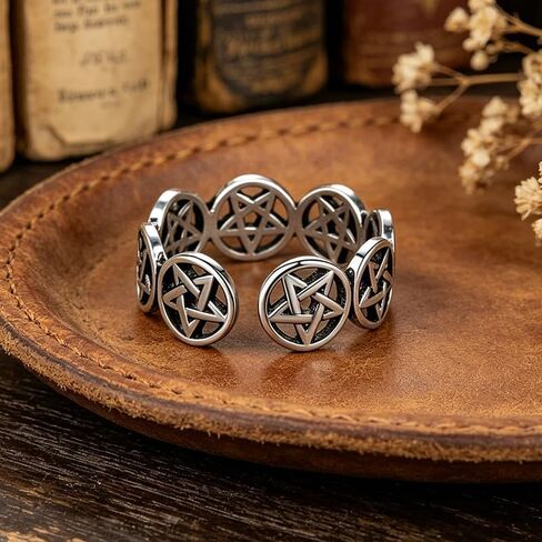 Fashion Pentagram Open Band Rings for Women Men Daily Casual Party Wide Rings Jewelry Gifts in Kuwait