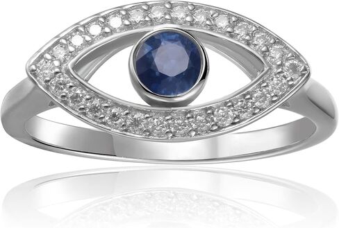 Evil Eye Ring in Sterling Silver with Moissanite Accents Open Evil Eye Ring Spiritual Evil Eye Gifts for Women Trendy Jewelry in Size 5 6 7 8 in Saudi Arabia