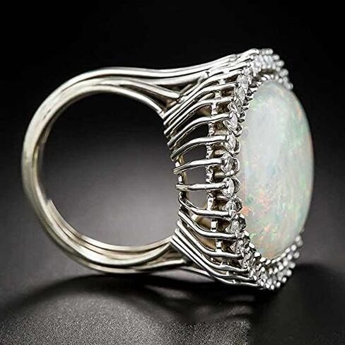 Vinatge Elegant Oval Synthetic Opal Rings for Women Wedding Party Gemstone Rings Fashion Jewelry Gift in Kuwait