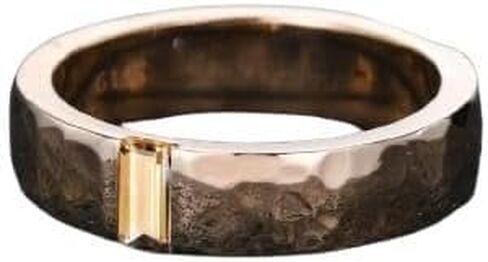 Emerald Cut Natural Gemstone Wedding Band Ring with Baguette Diamond, Textured Finish, 6mm, 925 Sterling Silver Ring in Kuwait