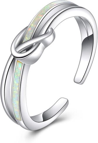 KZX Knot Ring for Women 925 Sterling Silver Opal Ring White Opal Rings Adjustable Rings Minimalist Jewelry Gifts for Mother Wife Partner Birthday Anniversary Christamas in Kuwait