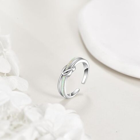 KZX Knot Ring for Women 925 Sterling Silver Opal Ring White Opal Rings Adjustable Rings Minimalist Jewelry Gifts for Mother Wife Partner Birthday Anniversary Christamas in Kuwait
