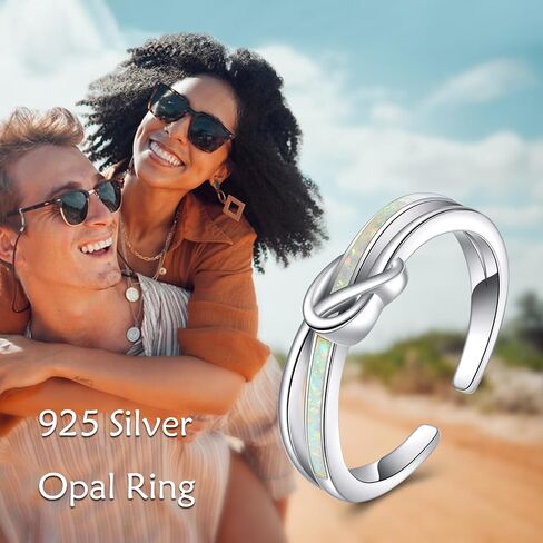 KZX Knot Ring for Women 925 Sterling Silver Opal Ring White Opal Rings Adjustable Rings Minimalist Jewelry Gifts for Mother Wife Partner Birthday Anniversary Christamas in Kuwait