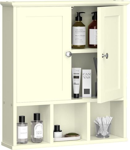 Shintenchi Bathroom Wall Cabinet with Door, Storage Organizer Over The Toilet Medicine, Space Saving with Adjustable & Open Shelf, Solid White in Kuwait
