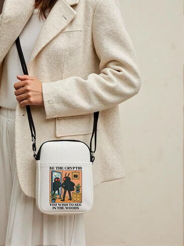 Mothman Cryptid Creature Gift Mothman Lover Gift Be The Cryptid You Wish To See Kawaii Retro Anime Crossbody Bag in Saudi Arabia