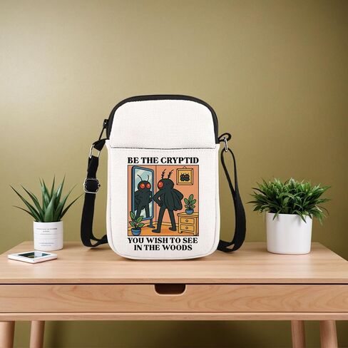 Mothman Cryptid Creature Gift Mothman Lover Gift Be The Cryptid You Wish To See Kawaii Retro Anime Crossbody Bag in Saudi Arabia