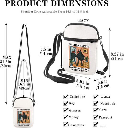 Mothman Cryptid Creature Gift Mothman Lover Gift Be The Cryptid You Wish To See Kawaii Retro Anime Crossbody Bag in Saudi Arabia