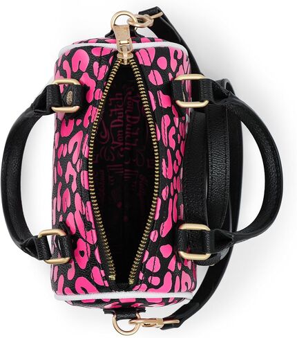 Von Dutch Hanna Cheetah Print Bag | 6.5" Vegan Leather Mini Crossbody with Logo Hardware, Top Handles & Zipper Pouch in Saudi Arabia