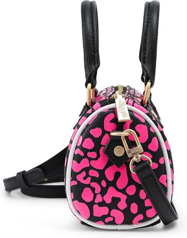 Von Dutch Hanna Cheetah Print Bag | 6.5" Vegan Leather Mini Crossbody with Logo Hardware, Top Handles & Zipper Pouch in Saudi Arabia