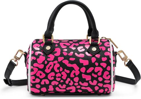 Von Dutch Hanna Cheetah Print Bag | 6.5" Vegan Leather Mini Crossbody with Logo Hardware, Top Handles & Zipper Pouch in Saudi Arabia