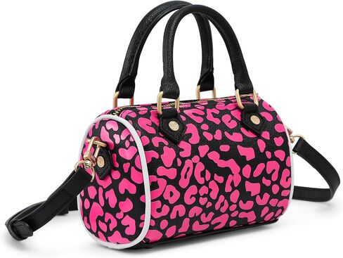 Von Dutch Hanna Cheetah Print Bag | 6.5" Vegan Leather Mini Crossbody with Logo Hardware, Top Handles & Zipper Pouch in Saudi Arabia
