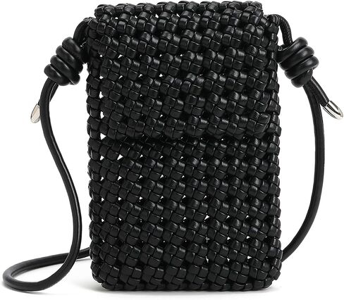 myfriday Woven Faux Leather Crossbody Phone Bag for Women, Small Sling Shoulder Purse Trendy Summer Bag with Buckle Closure in Saudi Arabia