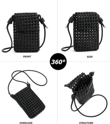 myfriday Woven Faux Leather Crossbody Phone Bag for Women, Small Sling Shoulder Purse Trendy Summer Bag with Buckle Closure in Saudi Arabia