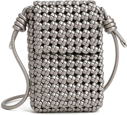 myfriday Woven Faux Leather Crossbody Phone Bag for Women, Small Sling Shoulder Purse Trendy Summer Bag with Buckle Closure in Saudi Arabia
