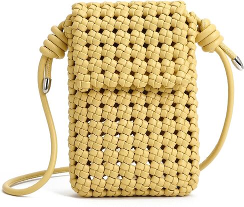 myfriday Woven Faux Leather Crossbody Phone Bag for Women, Small Sling Shoulder Purse Trendy Summer Bag with Buckle Closure in Saudi Arabia