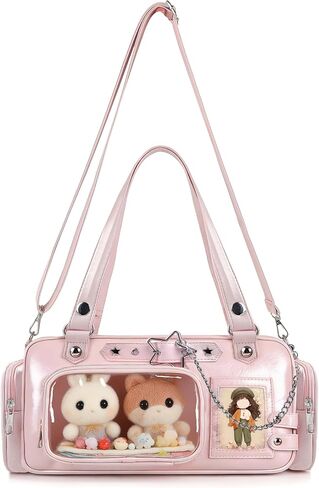 Y2K Ita Bag-Itabag Crossbody with Clear Plush Display,Insert,PU Pin Bag for Comic Conventions, Concerts and Fan Meetings | PU material in Saudi Arabia