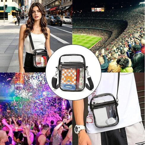 Clear Crossbody Bag Stadium Approved, Transparent Purse with Adjustable Strap for Concerts Sports Events Festivals in Kuwait