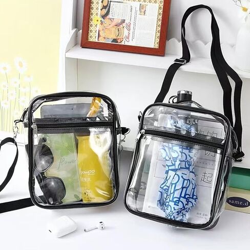 Clear Crossbody Bag Stadium Approved, Transparent Purse with Adjustable Strap for Concerts Sports Events Festivals in Kuwait