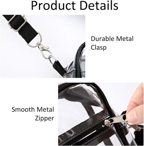 Clear Crossbody Bag Stadium Approved, Transparent Purse with Adjustable Strap for Concerts Sports Events Festivals in Kuwait