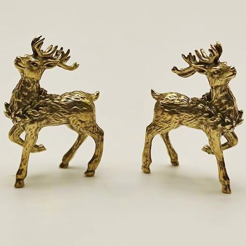 Brass Deer Ornament Vintage Animal Miniature Home Office Tabletop Decoration Accessories Tea Pet Gift for Men Women in Kuwait