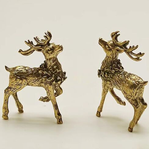 Brass Deer Ornament Vintage Animal Miniature Home Office Tabletop Decoration Accessories Tea Pet Gift for Men Women in Kuwait