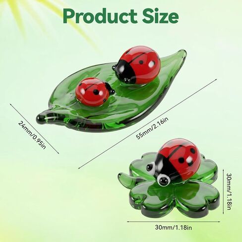 2 Pcs Mini Ladybug Decor Crystal Figurines, Ladybug Glass Decor Colorful Insect Statue, and Collectible Figurine for Room Décor and Gift in Kuwait
