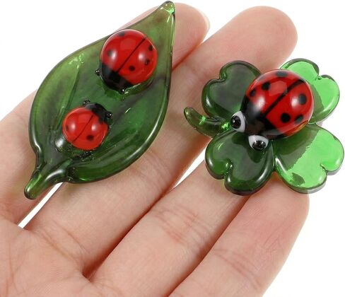 2 Pcs Mini Ladybug Decor Crystal Figurines, Ladybug Glass Decor Colorful Insect Statue, and Collectible Figurine for Room Décor and Gift in Kuwait