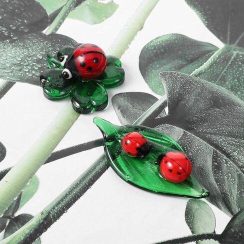 2 Pcs Mini Ladybug Decor Crystal Figurines, Ladybug Glass Decor Colorful Insect Statue, and Collectible Figurine for Room Décor and Gift in Kuwait