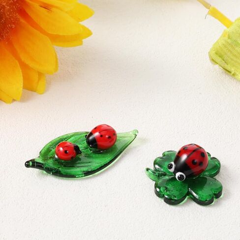 2 Pcs Mini Ladybug Decor Crystal Figurines, Ladybug Glass Decor Colorful Insect Statue, and Collectible Figurine for Room Décor and Gift in Kuwait