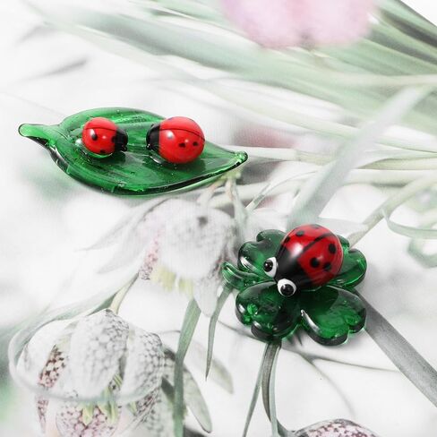 2 Pcs Mini Ladybug Decor Crystal Figurines, Ladybug Glass Decor Colorful Insect Statue, and Collectible Figurine for Room Décor and Gift in Kuwait